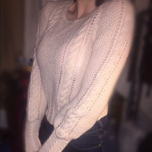 white knit sweater